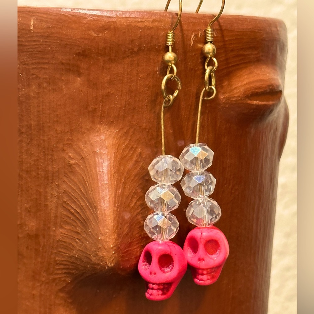 Pink Skull Earrings